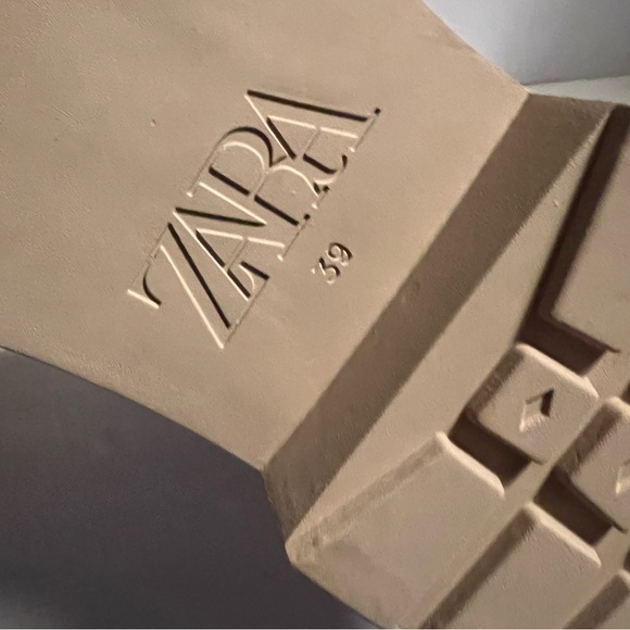 Zara Tan Ankle Combat Boots Platform Size 8 - Picture 7 of 13